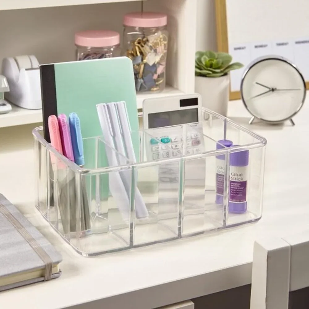 New Clear 5-Compartment Organizer, Makeup, Vanity & Desk Storage Bin Caddy